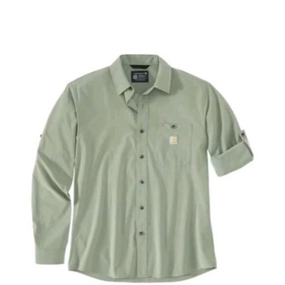 NWT Carhartt Men's Force Sun Defender Button Up Long/ Short Sleeve Light Green - Picture 1 of 2